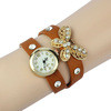 reloj mujer Vintage Dress Watch Women PU Leather Bracelet Watches Rhinestone Butterfly Rivet Wristwatch relogio feminino IMY66