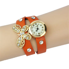 reloj mujer Vintage Dress Watch Women PU Leather Bracelet Watches Rhinestone Butterfly Rivet Wristwatch relogio feminino IMY66