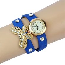 reloj mujer Vintage Dress Watch Women PU Leather Bracelet Watches Rhinestone Butterfly Rivet Wristwatch relogio feminino IMY66