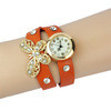 reloj mujer Vintage Dress Watch Women PU Leather Bracelet Watches Rhinestone Butterfly Rivet Wristwatch relogio feminino IMY66