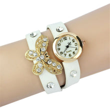 reloj mujer Vintage Dress Watch Women PU Leather Bracelet Watches Rhinestone Butterfly Rivet Wristwatch relogio feminino IMY66