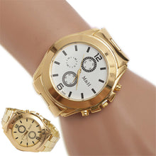 relojes hombre Luxury Men Watch Stainless Steel Wrist Gold Bracelet Quartz Big Dial Watch relogio masculino IMY66