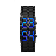 relojes hombre 2x Lava Style Iron Samurai Black Bracelet LED Japanese Inspired Digital Watch RED/BLUE relogio masculino IMY66