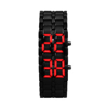 relojes hombre 2x Lava Style Iron Samurai Black Bracelet LED Japanese Inspired Digital Watch RED/BLUE relogio masculino IMY66