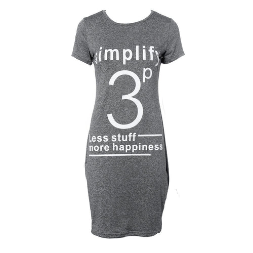 vestidos femininos One Piece Dress Women Casual Letter Printed s T-Shirt Dress Short Sleeve Party Dress IMY66