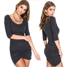 vestidos femininos Womens Casual Dresses Sexy Over Slim Basic Dress Half Sleeve Ruched Wrap Front Dress IMY66