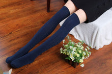 5 Colors Cotton Blends Women Girls Knit Over Knee Thigh Spiral Pattern Weave High Socks IMY66