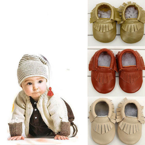 Baby Tassel Soft Sole Cow Leather Shoes Infant Boy Girl Toddler Moccasin IMY66