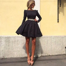 est Women Ladies Black A-Line Elegant Long Sleeve Casual Party Dress IMY66