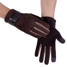 Men Gloves Thick Warm Faux Leather Gloves Windproof Warm Touch Screen Gloves Outdoor Cuffs Gloves Mittens IMY66