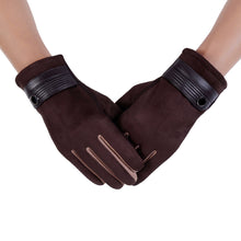 Men Gloves Thick Warm Faux Leather Gloves Windproof Warm Touch Screen Gloves Outdoor Cuffs Gloves Mittens IMY66
