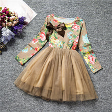 Children Kids Girls Clothes Dress Long Sleeve Floral Printed Party Princess Tutu Dress Girls Clothing Vestidos IMY66