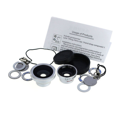 Amazing 3n1 Fisheye Lens Wide Angle Micro Lens Photo Camera Kit Set for iPhone 5 5C 4 4s IMY66