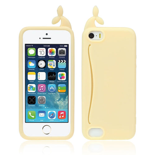 Cute Big Mouth Whale Rubber Card Holder Soft Case Cover For iPhone 5 5S IMY66