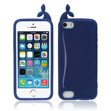 Cute Big Mouth Whale Rubber Card Holder Soft Case Cover For iPhone 5 5S IMY66