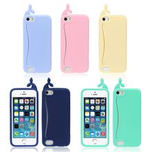 Cute Big Mouth Whale Rubber Card Holder Soft Case Cover For iPhone 5 5S IMY66