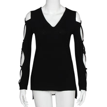 Stylish Deep V Hollow Cut Out Sleeve Sexy Women T-Shirts Short Front And Long Back Tops Tees Split Cool Women T-Shirt Plus Size IMY66