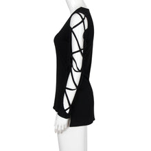 Stylish Deep V Hollow Cut Out Sleeve Sexy Women T-Shirts Short Front And Long Back Tops Tees Split Cool Women T-Shirt Plus Size IMY66