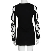 Stylish Deep V Hollow Cut Out Sleeve Sexy Women T-Shirts Short Front And Long Back Tops Tees Split Cool Women T-Shirt Plus Size IMY66