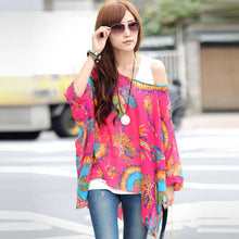 Women Casual Chiffon Blouses Bohemia Print Loose Batwing Sleeve Tops Shirt Blusa Feminina blusas y camisas mujer IMY66