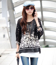 Women Casual Chiffon Blouses Bohemia Print Loose Batwing Sleeve Tops Shirt Blusa Feminina blusas y camisas mujer IMY66