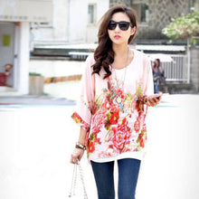Women Casual Chiffon Blouses Bohemia Print Loose Batwing Sleeve Tops Shirt Blusa Feminina blusas y camisas mujer IMY66