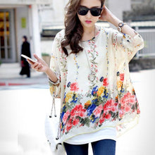 Women Casual Chiffon Blouses Bohemia Print Loose Batwing Sleeve Tops Shirt Blusa Feminina blusas y camisas mujer IMY66