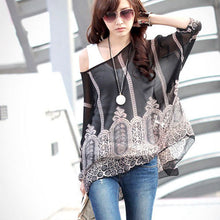 Women Casual Chiffon Blouses Bohemia Print Loose Batwing Sleeve Tops Shirt Blusa Feminina blusas y camisas mujer IMY66