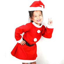 Cosplay Santa Claus Costumes Girls Long Sleeve Cotton Blend Dress+Hat+Belt Party Performance Clothes IMY66