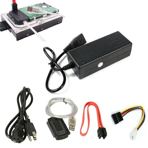 USB 2.0 to IDE SATA 2.5 3.5 Hard Drive HD HDD Converter Adapter Silver Cable IMY66