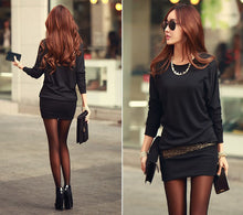 Dress Black Gold Print Patchwork Mini Batwing Long Sleeve loose Sexy Women Dress White Plus Size Casual XXLDress Vestidos IMY66