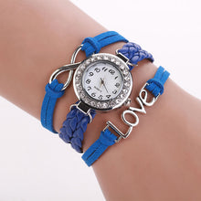 Women Colorful Bohemia Infinity Love Hand-knitted Pu Leather Bracelet Quartz Wristwatch Watch Relogio Feminino IMY66