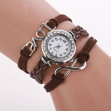 Women Colorful Bohemia Infinity Love Hand-knitted Pu Leather Bracelet Quartz Wristwatch Watch Relogio Feminino IMY66