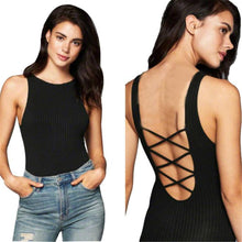 rompers womens jumpsuit Women Sexy Backless Sleeveless Bodycon Back Cross Solid Romper Slim Clubwear Bodysuit IMY66