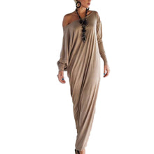 vestidos robe longue femme Plus Size Women Dress Sexy Dress Off Shoulder Long Sleeve Loose Wrap Party Long Maxi Dress IMY66